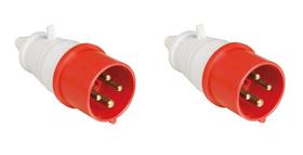 Kit 2 plug industrial 3p+t 32a vermelho 6h 380/440v omg 4276