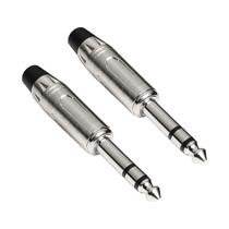 Kit 2 Plug P10 Macho Estereo Niquelado LU-71062S Luminos Para Guitarra Violão Baixo Teclado Áudio Profissional