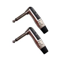 Kit 2 Plug P10 Macho Mono Niquelado L 90º Profissional Mxt