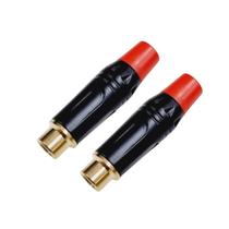 Kit 2 Plug RCA Fêmea Profissional Preto Dourado MXT