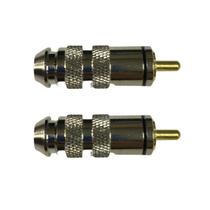 Kit 2 Plug RCA Macho Metal Cromado Ponta Dourada - Preto
