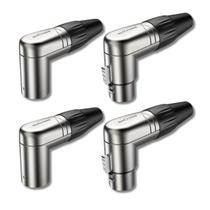 Kit 2 Plug Xlr 90º Macho + 2 Fêmea 3 Vias Robusto Roxtone