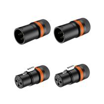 Kit 2 Plug XLR Fêmea + 2 Macho Rotativo Low Profile Rack