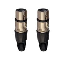 Kit 2 Plug Xlr Fêmea Metal Simples Cromado Mxt