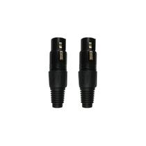 Kit 2 Plug Xlr Fêmea Profissional Preto Dreamer