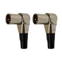 Kit 2 Plug Xlr Macho 90º Metal Profissional Níquel Mxt