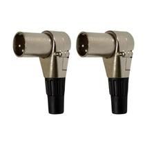 Kit 2 Plug Xlr Macho 90º Metal Profissional Níquel Mxt