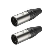 KIT 2 Plug XLR Macho Metal Profissional 3 Vias Roxtone