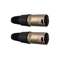 Kit 2 Plug Xlr Macho Metal Simples Cromado Mxt
