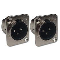 Kit 2 Plug XLR Macho Painel 3 Pinos Gold Metal ABS HX091 HJH