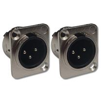 Kit 2 Plug Xlr Macho Painel 3 Pinos Gold Metal Abs Hx091 Hjh