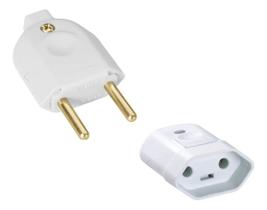 Kit 2 Plugue Pino Macho + Plugue Fêmea 2p 10a Tramontina
