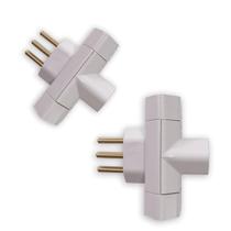 Kit 2 Plugue Três Saídas 2p+t Pino 3 Saídas Tripolar 2 Polos