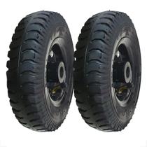 Kit 2 Pneus 250x4 Com roda Câmara Carrinho Com rolete Aro 4