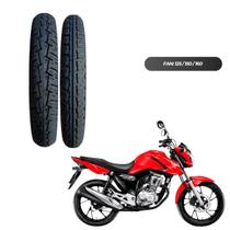 Kit 2 Pneus 90/90-18 + 2.75-18 p/ Moto Titan CG Fan Start YBR Traseiro e Dianteiro