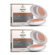Kit 2 Pó Compacto Episol Color FPS50 Tom 3 Médio 10g cada