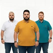 Kit 2 Polo Plus Size Masculina Extra Grande Lisa Sem Bolso Conforto - Kit 2 Polo Plus Size Masculina Extra Grande Lisa Sem Bolso Conforto -