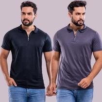 Kit 2 Polos Masculina Com Zíper Camisa Premium Sofisticada