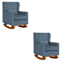 Kit 2 Poltrona Aurora Balanço Vovo Linho Marinho - FM
