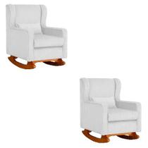 Kit 2 Poltrona Aurora Balanço Vovo Suede Branco - FM