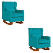 Kit 2 Poltrona Aurora Balanço Vovo Suede Turquesa - FM Kit 2 Poltrona Aurora Balanço Vovo Suede Turquesa - FM