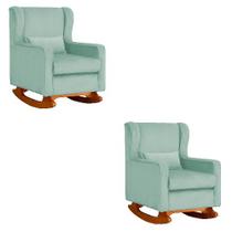 Kit 2 Poltrona Aurora Balanço Vovo Veludo Aqua - FM