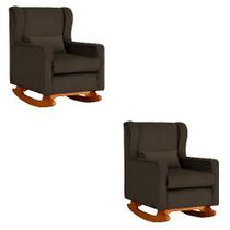 Kit 2 Poltrona Aurora Balanço Vovo Veludo Marrom - FM