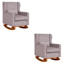 Kit 2 Poltrona Aurora Balanço Vovo Veludo Rose - FM