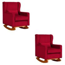 Kit 2 Poltrona Aurora Balanço Vovo Veludo Vermelho - FM
