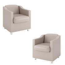 Kit 2 Poltrona Bia Decorativa Reforçada Recepção Clínica Salão Sala de Estar material sintético