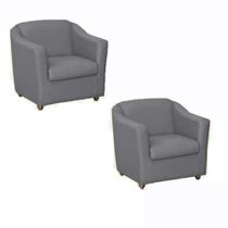 Kit 2 Poltrona Bia Decorativa Reforçada Recepção Clínica Salão Sala de Estar Suede