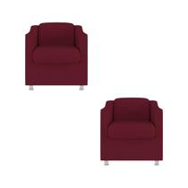 Kit 2 Poltrona Bia Decorativa Reforçada Recepção Clínica Salão Sala de Estar Suede Marsala