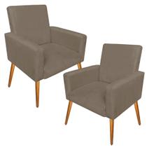 KIt 2 Poltrona Cadeira Decorativa Nina Suede cappuccino - B2Y Magazine
