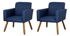 Kit 2 Poltrona Cadeira Decorativa Sala Quarto Escritório Recepção Estar Linho Papirre Decor