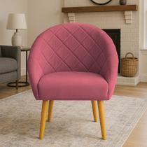 Kit 2 Poltrona Cadeira Decorativa Suede Pes Palito de Madeira Golden Luxo