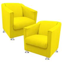 kit 2 Poltrona Cadeira Decorativa Tilla Recepção Sala Escritório Salão de beleza Suede liso amarelo - B2Y Magazine