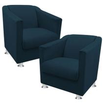 kit 2 Poltrona Cadeira Decorativa Tilla Recepção Sala Escritório Salão de beleza Suede liso azul marinho - B2Y Magazine