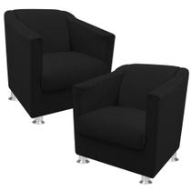 kit 2 Poltrona Cadeira Decorativa Tilla Recepção Sala Escritório Salão de beleza Suede liso preto - B2Y Magazine