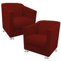 kit 2 Poltrona Cadeira Decorativa Tilla Recepção Sala Escritório Salão de beleza Suede liso vermelho - B2Y Magazine