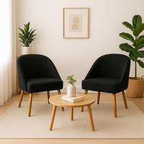 Kit 2 Poltrona Cadeira Lua Pés Palito Sala Quarto Luxo