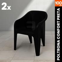 Kit 2 Poltrona Cadeira Plástica Suporta Até 100kg Material Altamente Resistente
