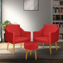 kit 2 poltrona decativa Isa + puff redondo pés palido