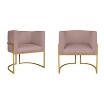 Kit 2 Poltrona Decorativa Base de Ferro Linho Munique