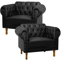 Kit 2 Poltrona Decorativa Chesterfield para Consultório e Recepção material sintético - SOFA STORE