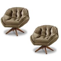 Kit 2 Poltrona Decorativa Estofada Base Giratória Califórnia
