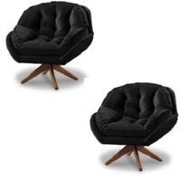 Kit 2 Poltrona Decorativa Estofada Base Giratória Califórnia