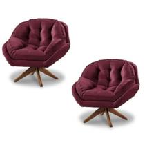 Kit 2 Poltrona Decorativa Estofada Base Giratória Califórnia