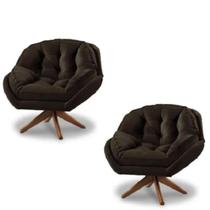 Kit 2 Poltrona Decorativa Estofada Base Giratória Califórnia
