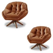 Kit 2 Poltrona Decorativa Estofada Base Giratória Califórnia