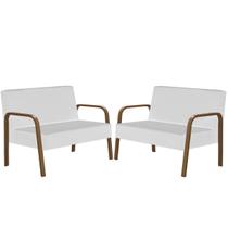 Kit 2 Poltrona Decorativa Jade 2 Lugares Braço Madeira D Salla Tecido Sintético Kit 2 Poltrona Decorativa Jade 2 Lugares Braço Madeira D Salla Tecido Sintético